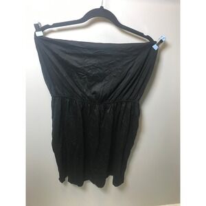 HM Basic Black Strapless Tube Dress XL Cotton Modal Empire Waist Mini Summer NWT